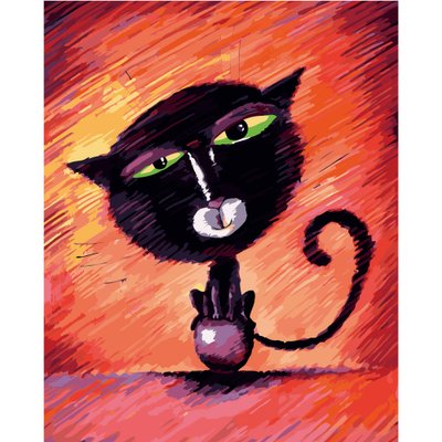 Картина за номерами Strateg ПРЕМІУМ Кіт на кульці з лаком розміром 40х50 см VA-2663 2437 фото