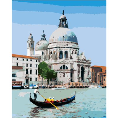 Картина за номерами Strateg ПРЕМІУМ Венеціанський гондольєр з лаком розміром 40х50 см VA-2735 2456 фото