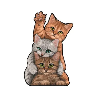 Wooden puzzle Family of Kittens, A5 1162 photo