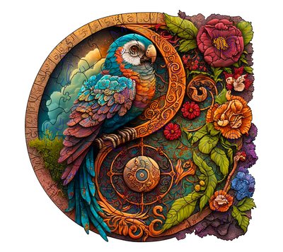 Wooden puzzle Travel of the Parrot, A5 1208 photo