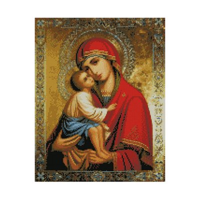 Алмазна мозаїка Strateg ПРЕМІУМ Донська ікона Божої Матері 40х50 см FA10375 1275 фото