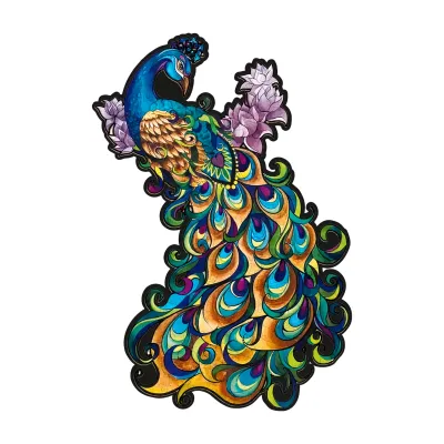 Wooden puzzle Colorful Peacock, A5 1161 photo