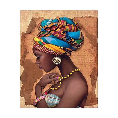Алмазна мозаїка Strateg ПРЕМІУМ Дівчина з Африки 40х50 см FA20190 1317 фото