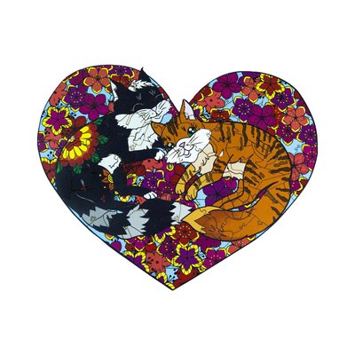 Wooden puzzle Cat's heart, A5 548 photo