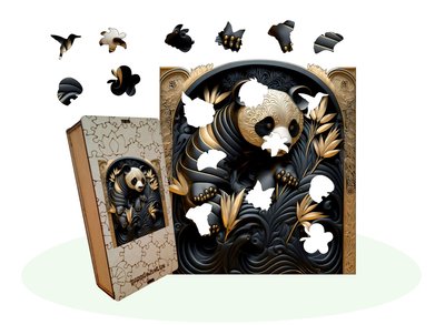 Wooden puzzle Black Panda, A5 401 photo